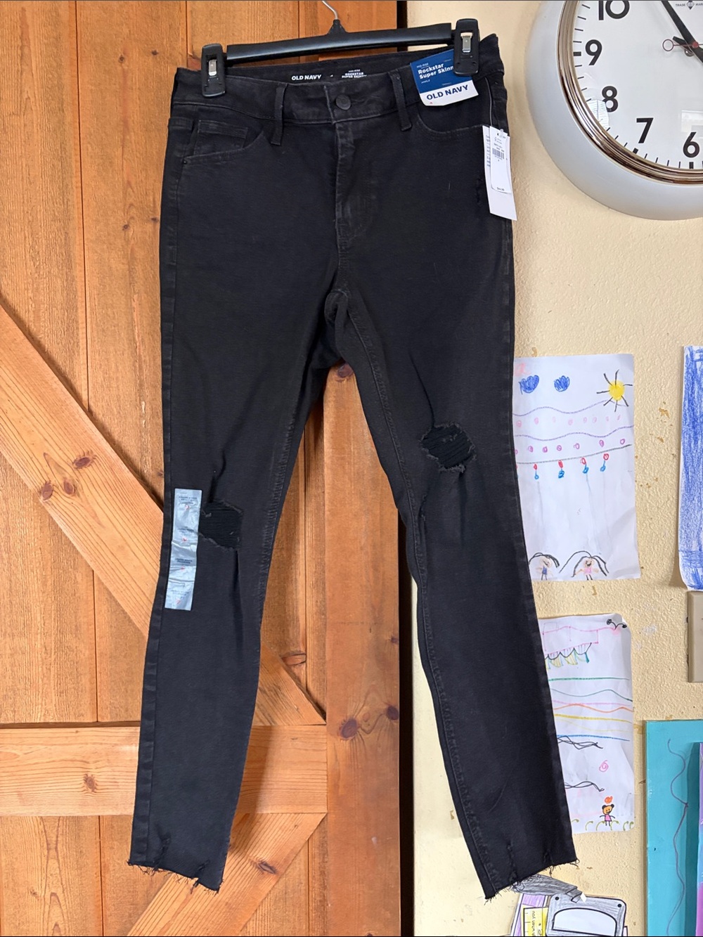 Old Navy Black Distressed Skinny Jeans